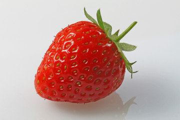 close up reflected strawberry