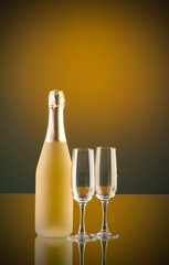 Champagne against color gradient background