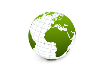 Green globe isolated on white