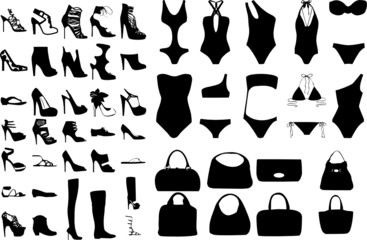 Fashion shoes, bags, swim suit set