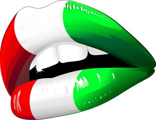 Fototapeta premium Labbra Sensuali Bandiera Italia-Italy Flag Sensual Lips-Vector