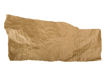 Fototapeta na wymiar Piece of brown paper, torn on white