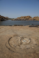 Linga on the bank of the Tungabhadra River, Hampi