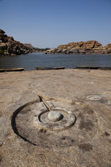 Linga on the bank of the Tungabhadra River, Hampi