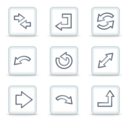 Arrows web icons set 1, white square buttons