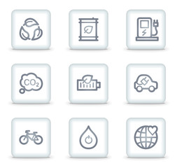 Ecology web icons set 4, white square buttons