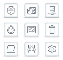 Internet security web icons, white square buttons