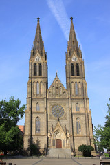 Fototapeta na wymiar Prague's gothic St. Ludmila Cathedral