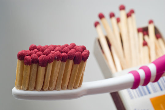 Extremely flamable toothbrush and matchbox