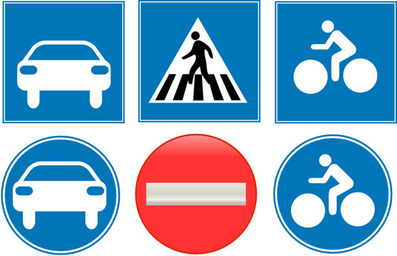 blue traffic signs