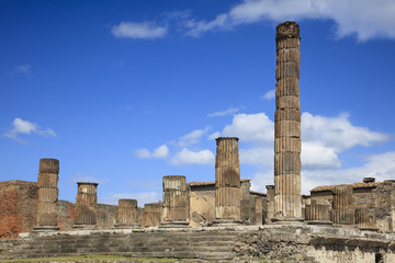 Ruined columns in Pompeii, Italy