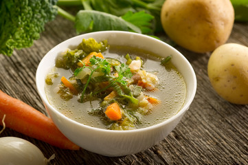 cup with vegetables soup - tazza di minestrone