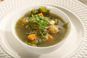 cup with vegetables soup - tazza di minestrone
