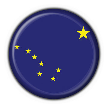 Alaska (USA State) button flag round shape