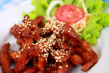 fried pork with sesame