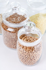 grains and cereals in the glassy jar