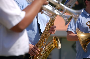 Musicians with wind instruments