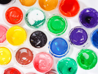 set of the watercolor gouache paints.