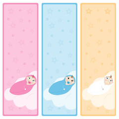Baby in blanket on a cloud banners with copy space