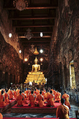 Monks prayed in the temple