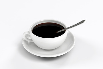 Close up of a cup of coffee including a spoon