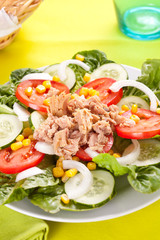 salad tuna tomato corn and onion