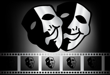 black theatrical mask of tragedy and comedy vector