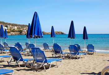 Beach of the luxury hotel, Crete, Greece