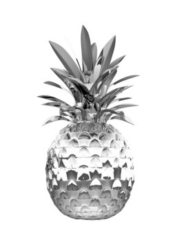 Chromed ananas with reflection isolated