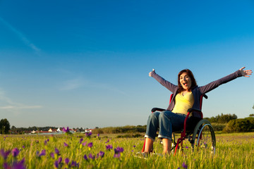 Handicapped woman on wheelchair