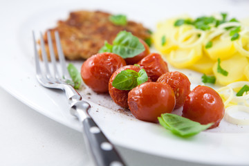 Close-up of braised cherry tomatoes