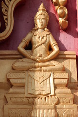 art carving on window of Wat Nong Don, Borabue, Mahasarakam