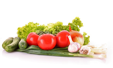 Fresh vegetables on white