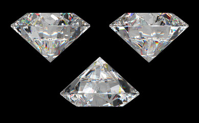 Three different side views of large diamond
