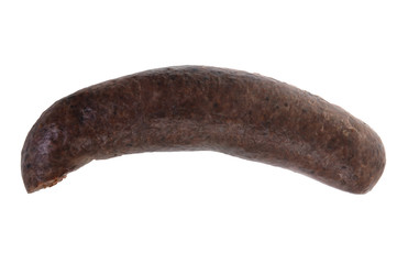 Traditional Polish blood sausage isolated on white background