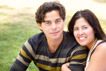 Attractive Hispanic Couple Portrait Outdoors