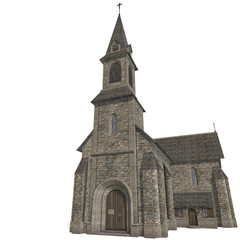 Fototapeta na wymiar City Building Church. 3D rendering with clipping path and shadow