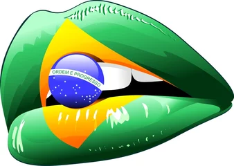 Papier Peint photo Dessiner Lèvres sensuelles drapeau brésilien-Lábios sensual bandaira Brasil