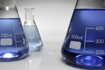 three conical flasks