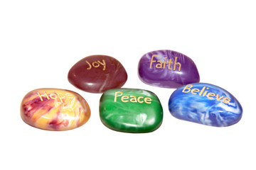five inscribed affirmation stones
