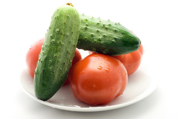 Tomatoes and cucumbers