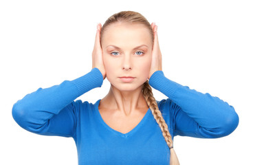 Fototapeta premium woman with hands on ears