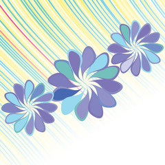 Eco background with green and yellow strips and flowers