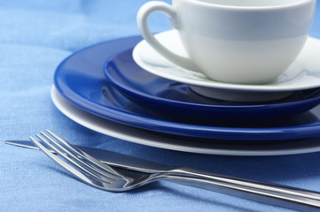 Blue and white dishware