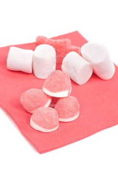 bonbons moelleux rose et blanc