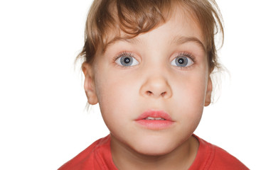 portrait small child photography studio, head up. ring flash
