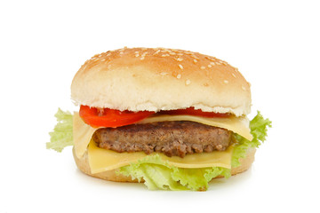 hamburger sur fond blanc