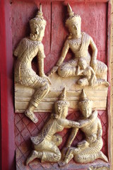 art carving on window, Wat Huanathai,  Borabue, Mahasarakam