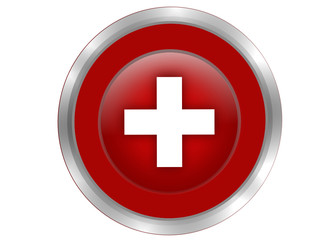 croix blanche sur fond rouge , bouton web , secours