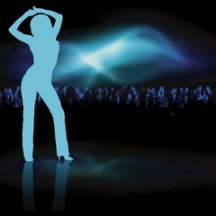 Dancing Girl - dancing girl silhouette, Background illustration